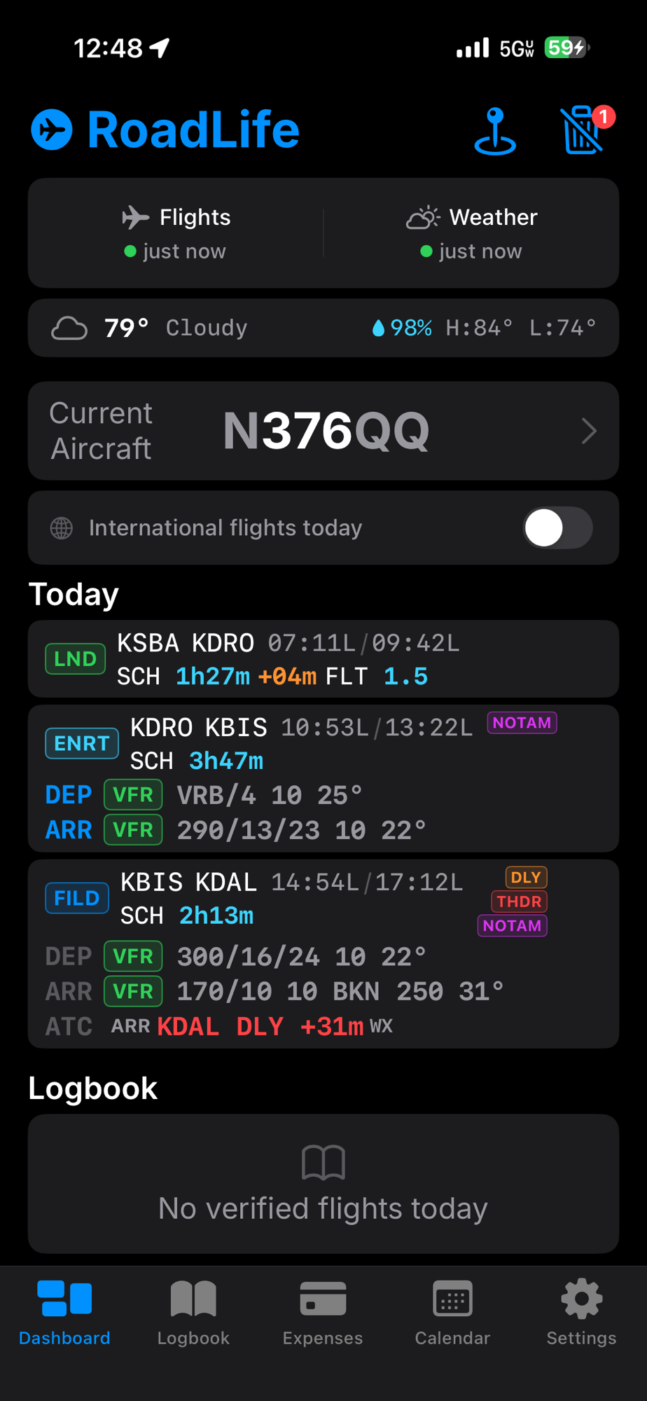RoadLife dashboard