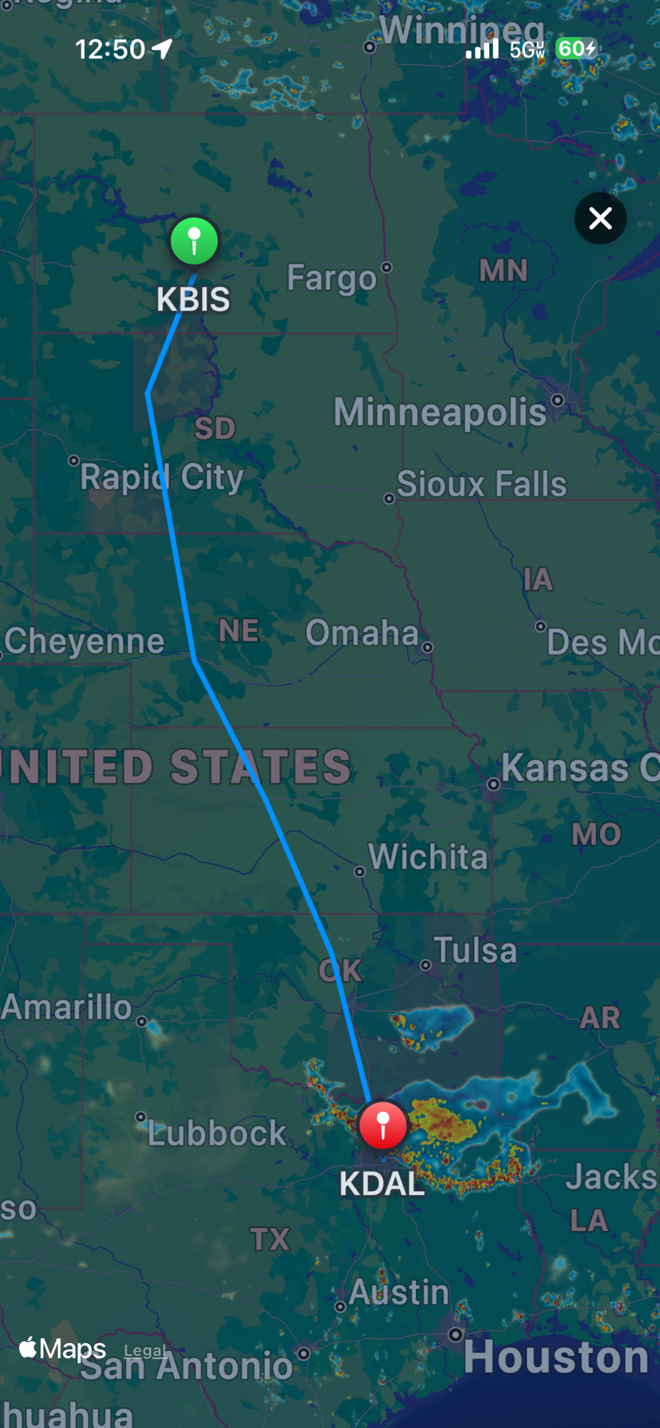 Route map with radar