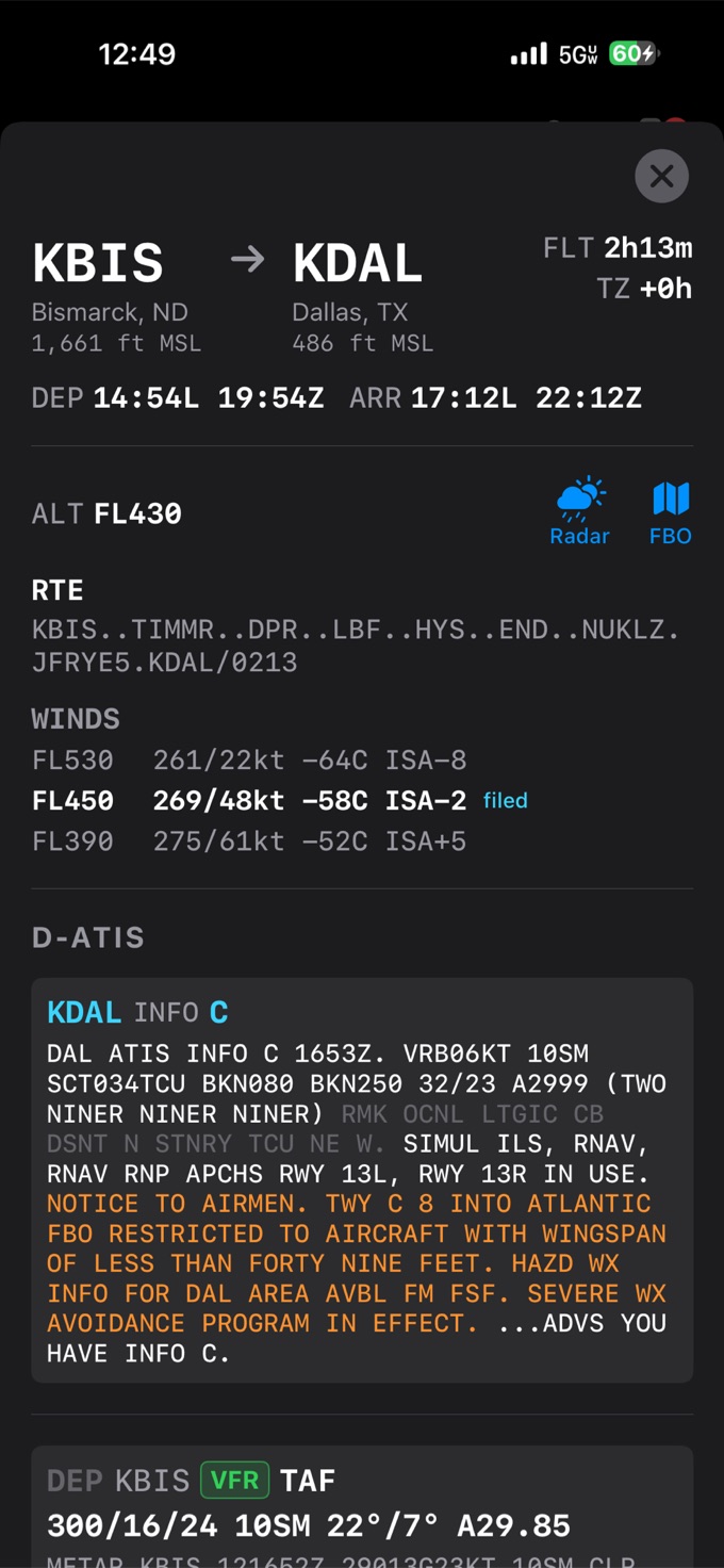 Flight weather brief