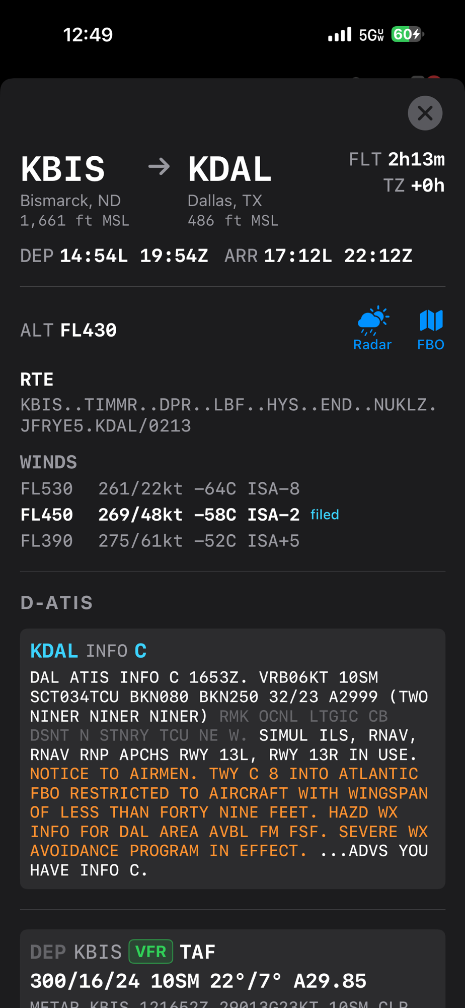 Flight weather brief