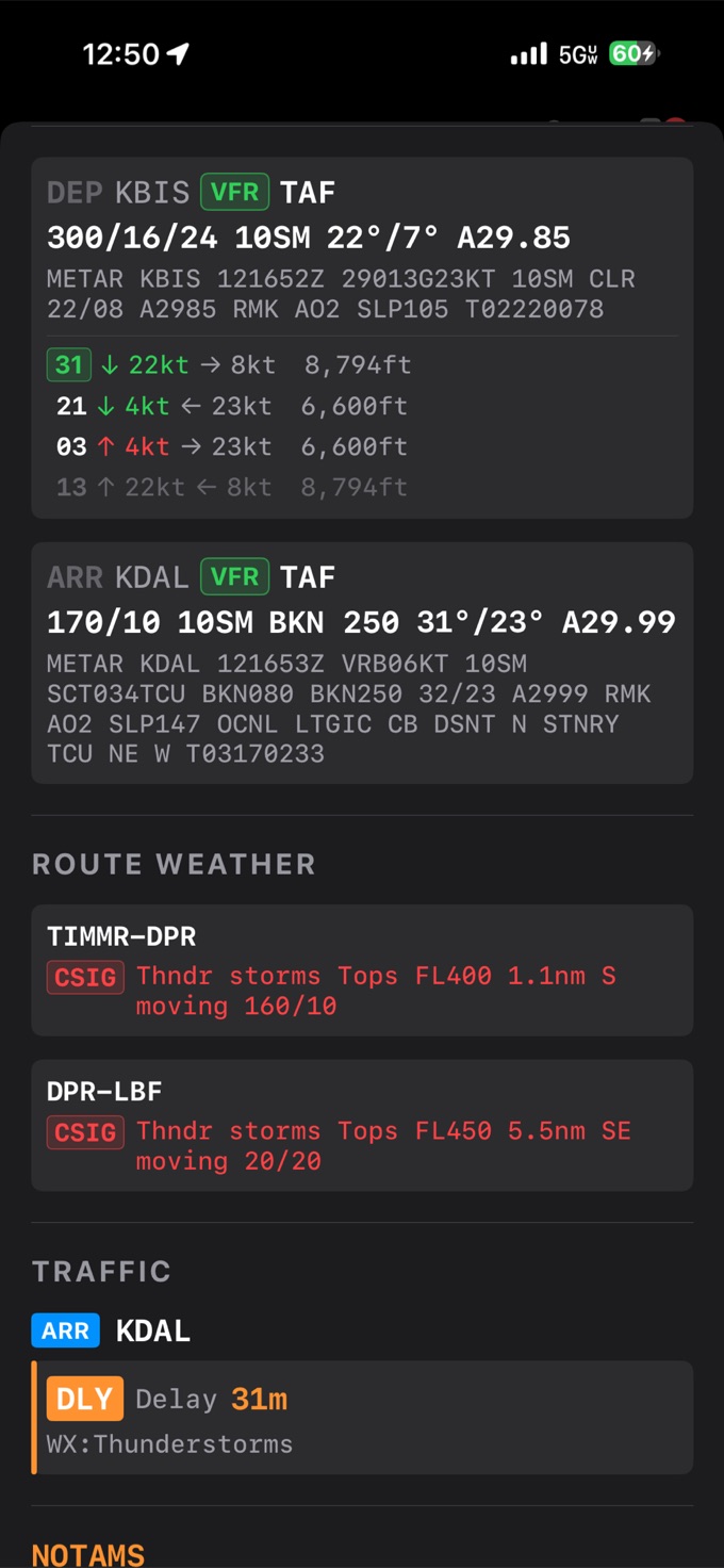 Route weather and traffic